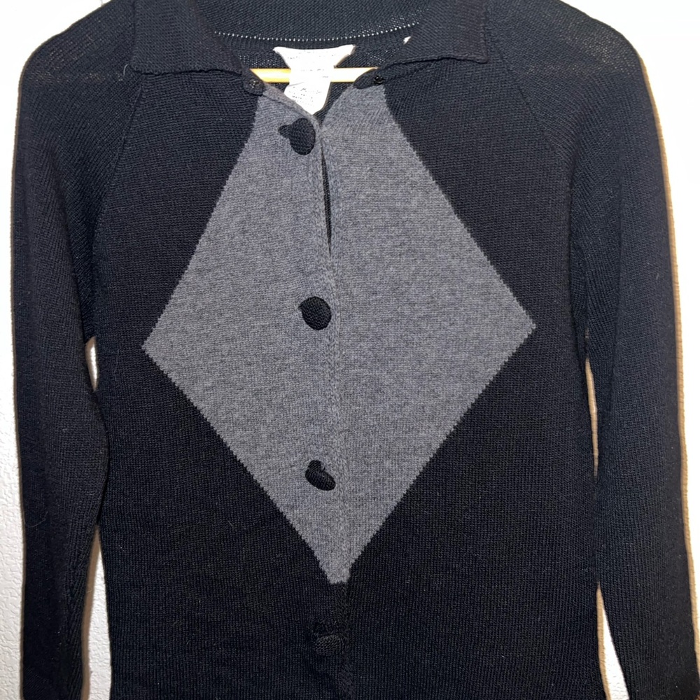 Barneys New York Sweater with Gray Diamond Front - Picture 3 of 5